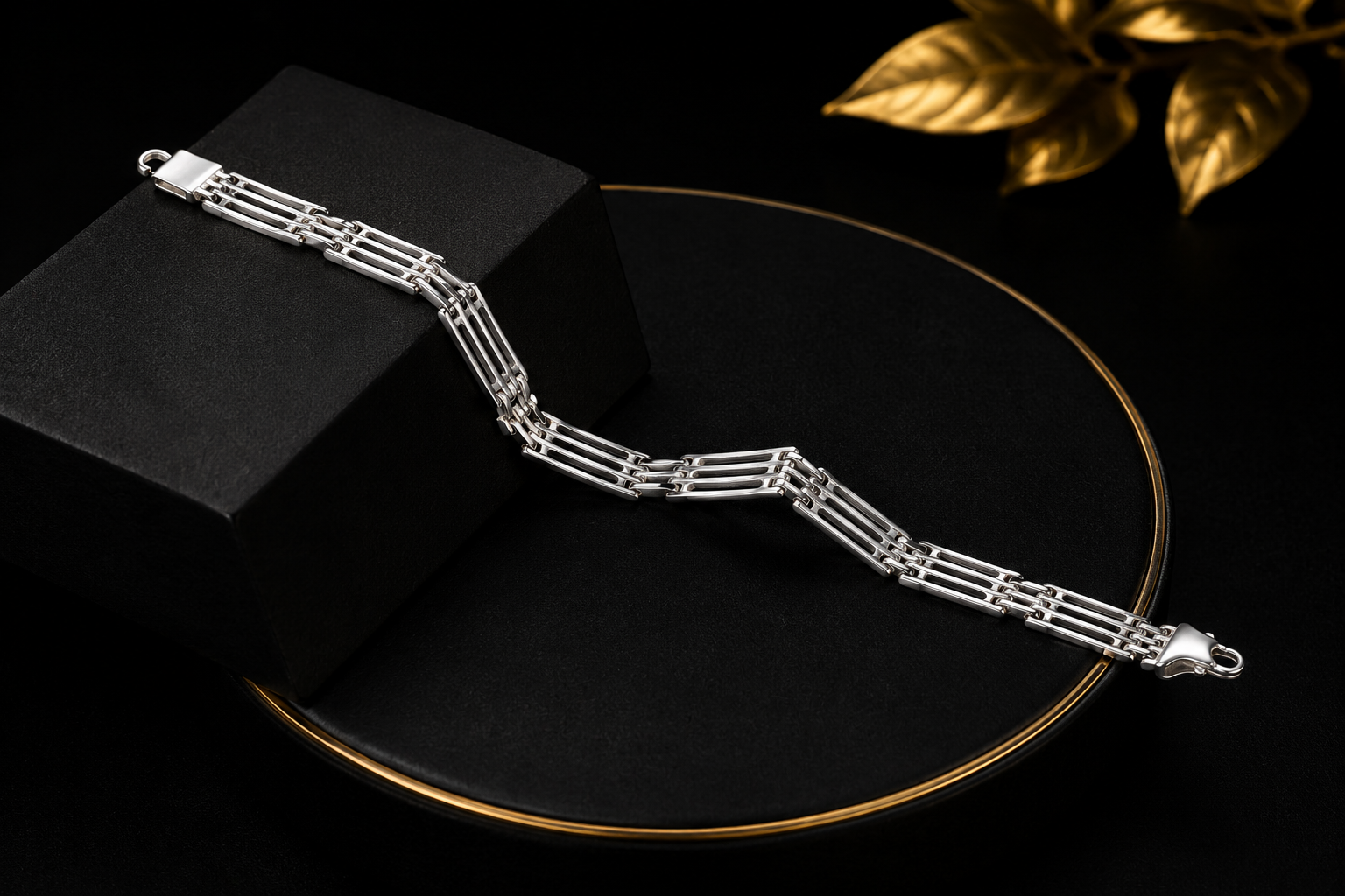Rectangular Stick & Hole Design Gents Bracelet - Image 4