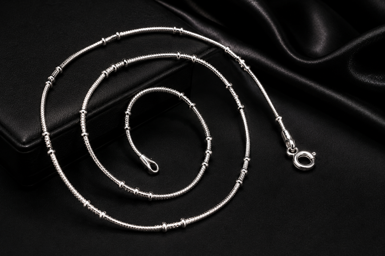 Three Ball Snake Silver Chain - Image 4