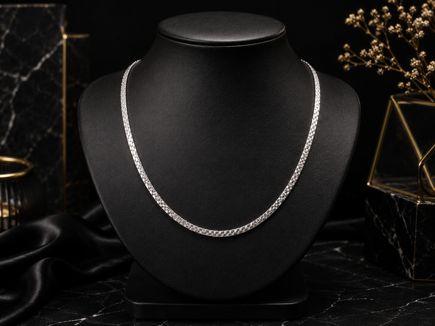 Flat Machine Cut Silver Chain
