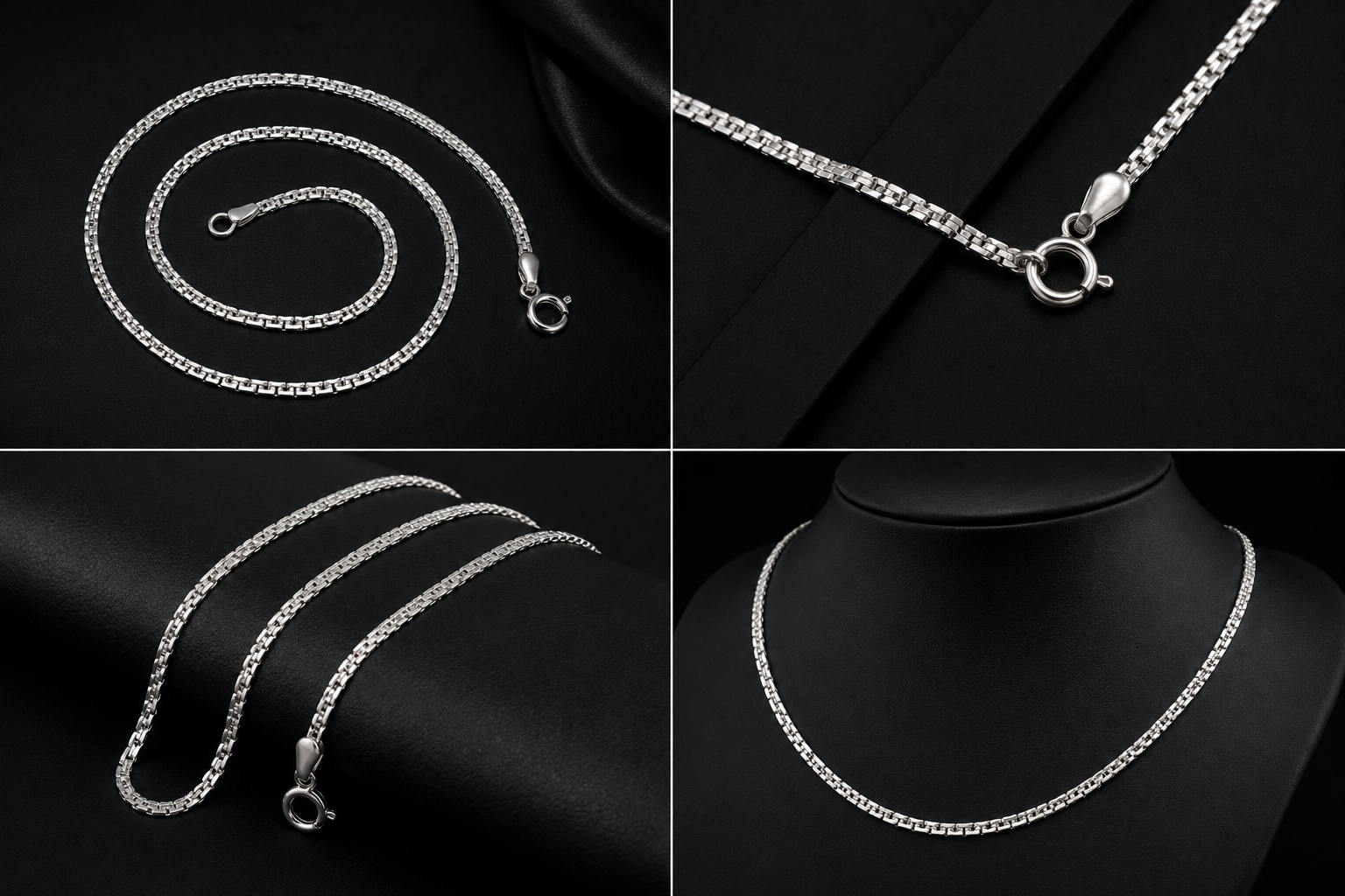 Flat Machine Cut Silver Chain - Image 4