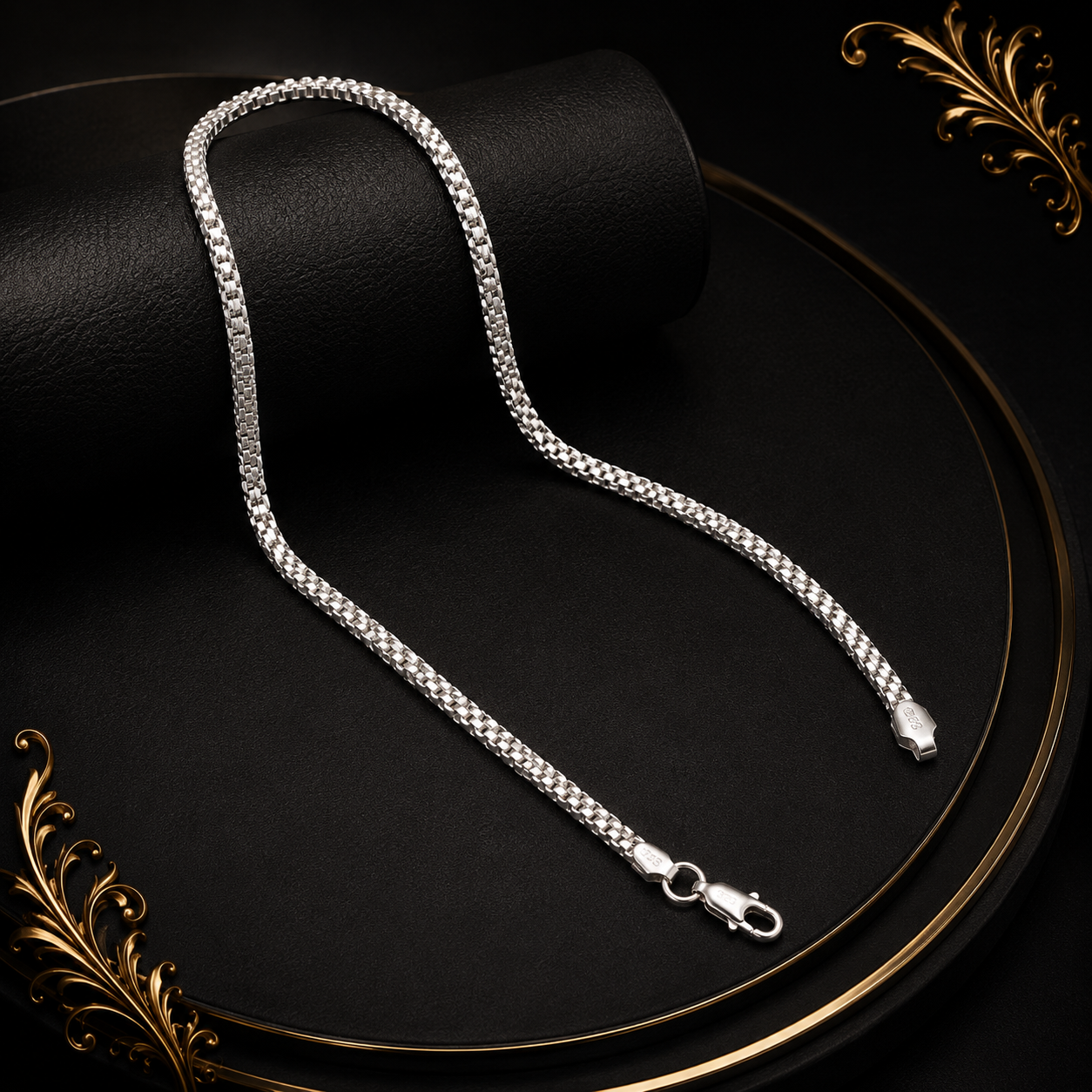 Flat Double Box Silver Chain - Image 4