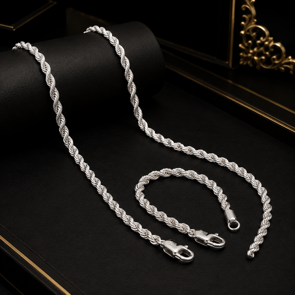 Sterling Silver Rope Necklace Chain - Image 4