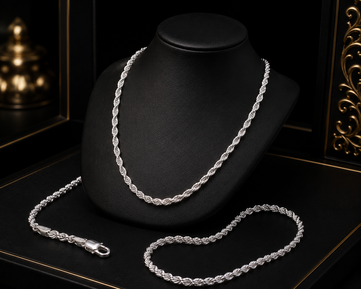 Sterling Silver Rope Necklace Chain - Image 5