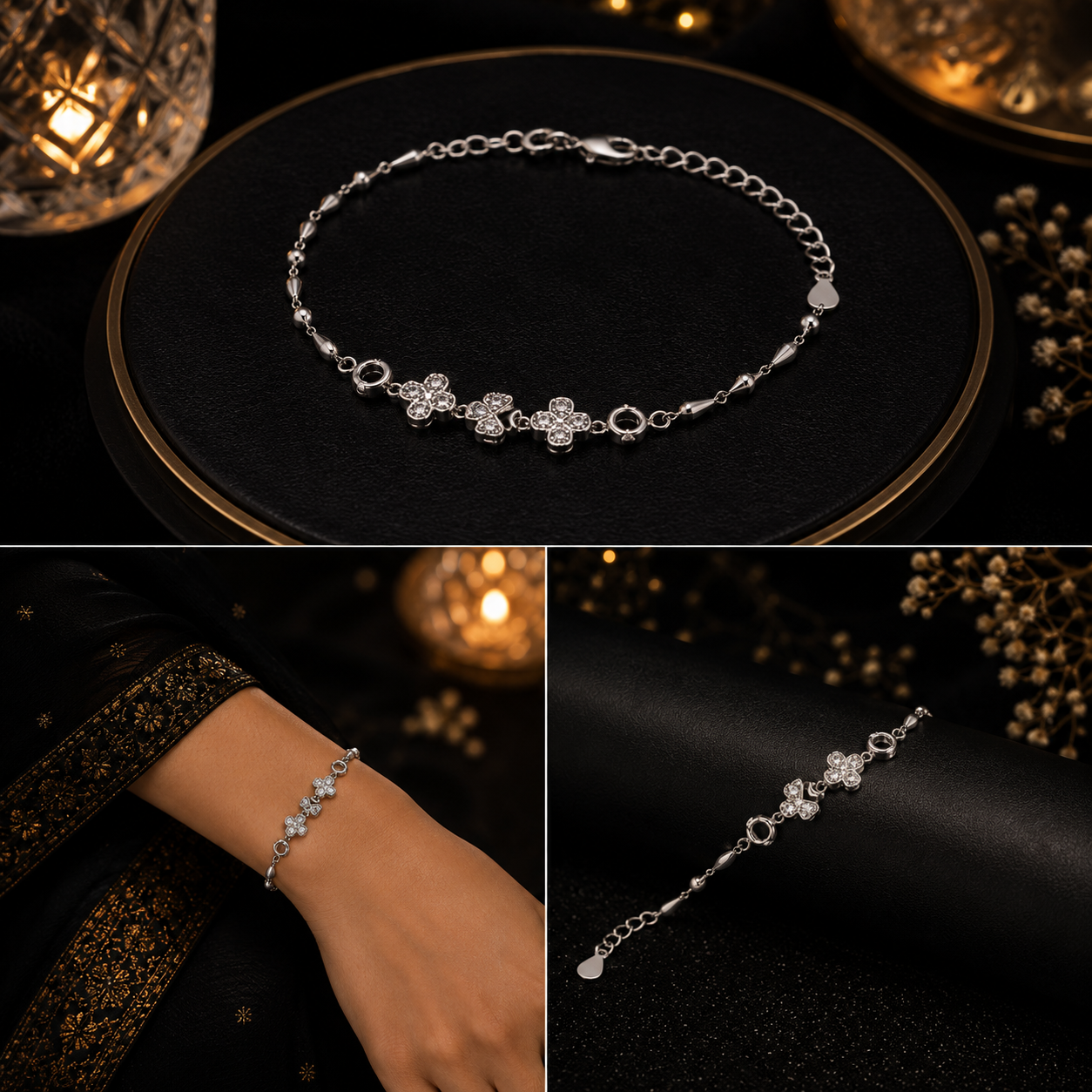 Middle Flower Hollow Shape Ladies Bracelet - Image 4
