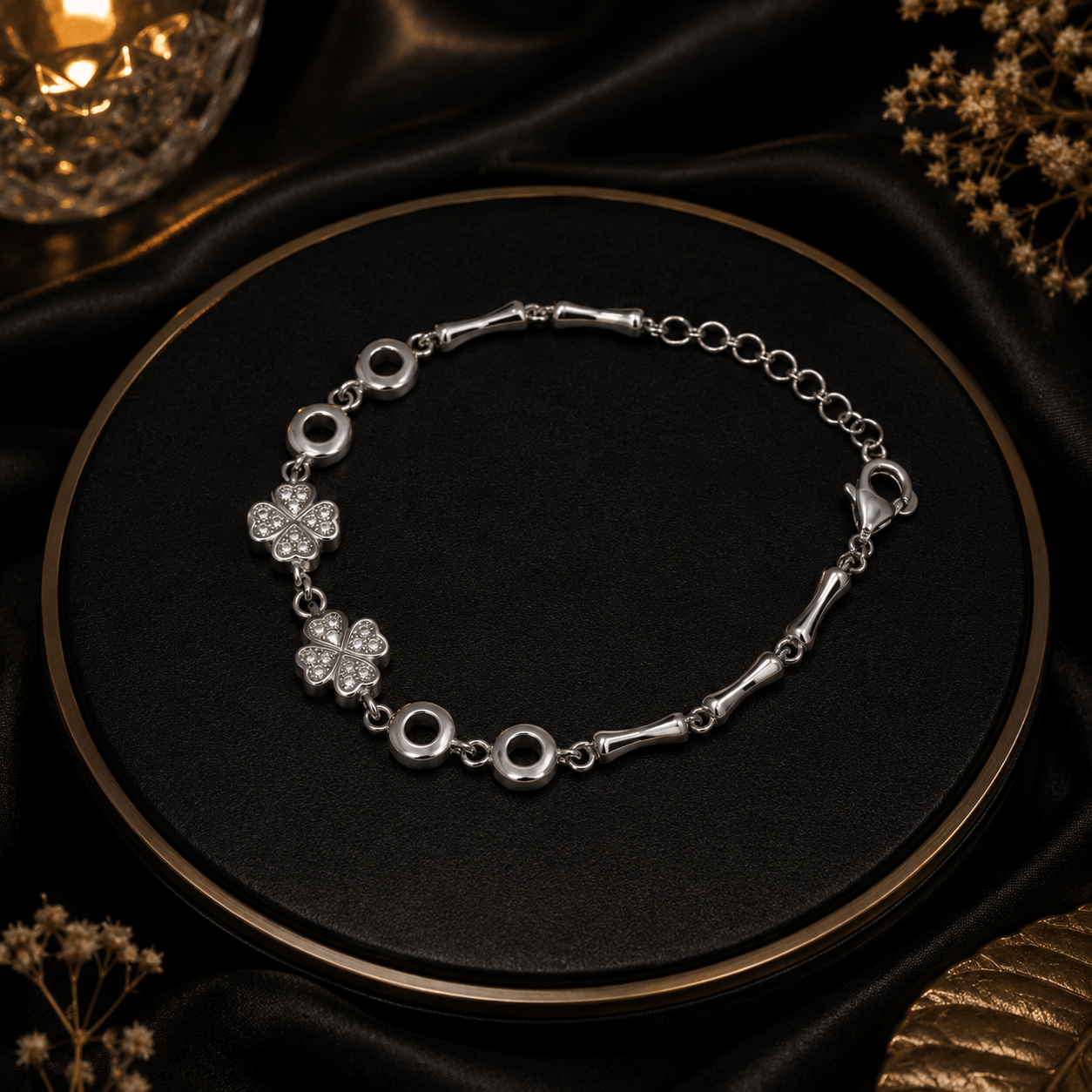 Middle Flower Hollow Shape Ladies Bracelet