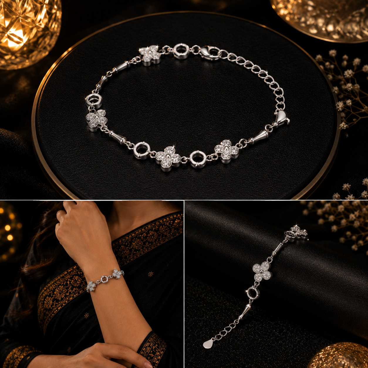 Middle Flower Hollow Shape Ladies Bracelet - Image 3