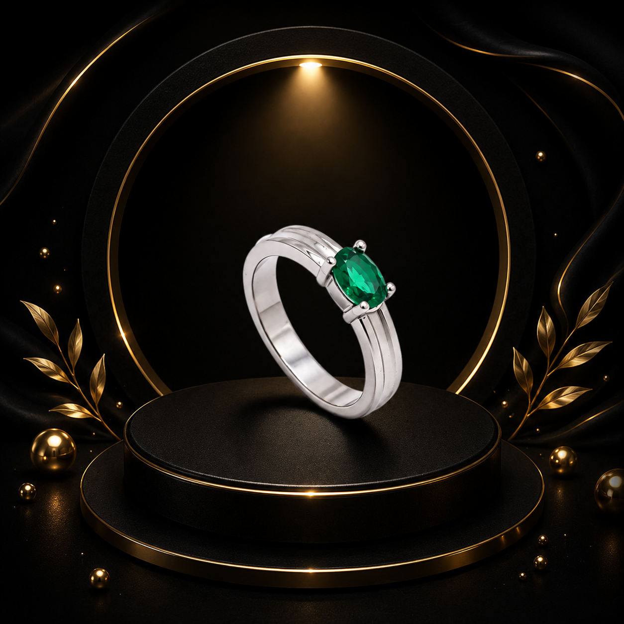 Green Stone Silver Band Ring – 925 Sterling Silver - Image 4