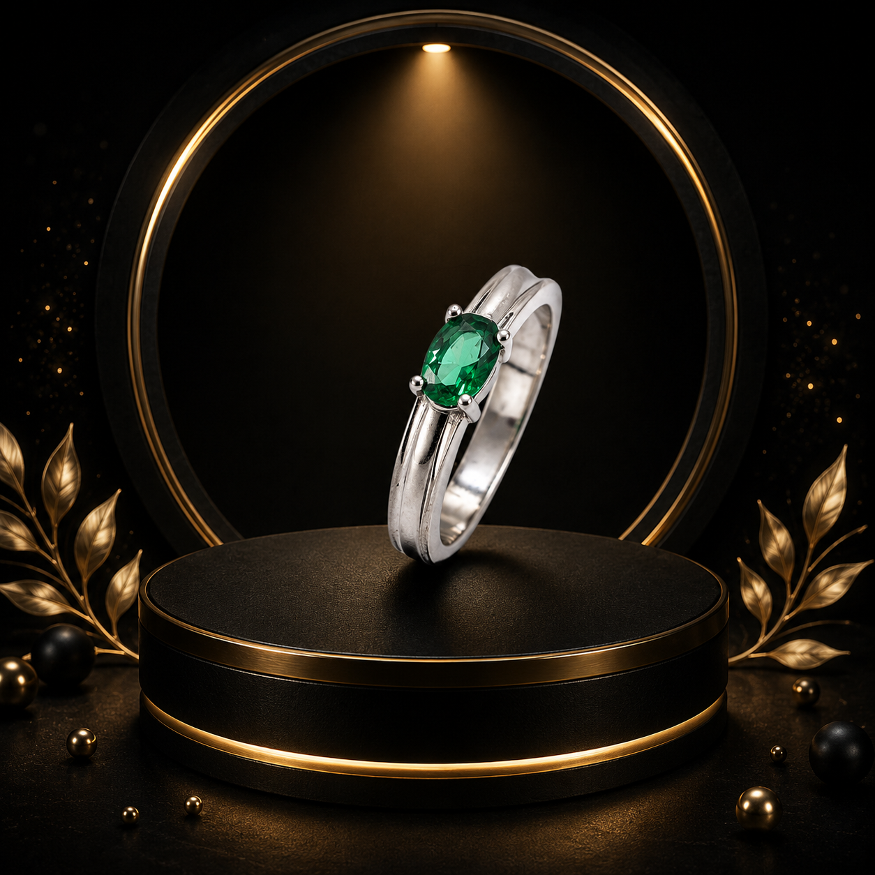 Green Stone Silver Band Ring – 925 Sterling Silver - Image 5