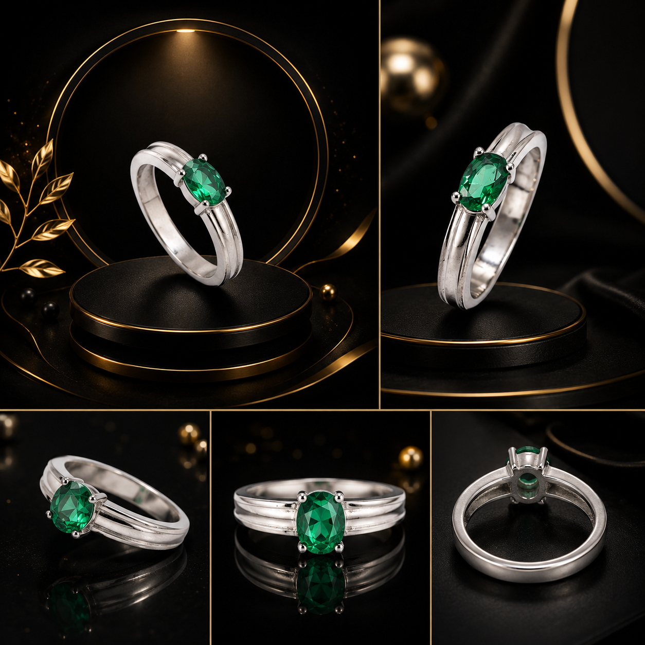 Green Stone Silver Band Ring – 925 Sterling Silver - Image 6