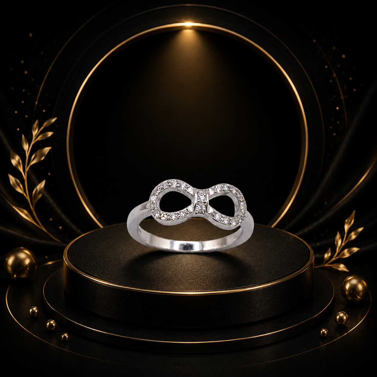 Bow CZ Silver Ring – 925 Sterling Silver