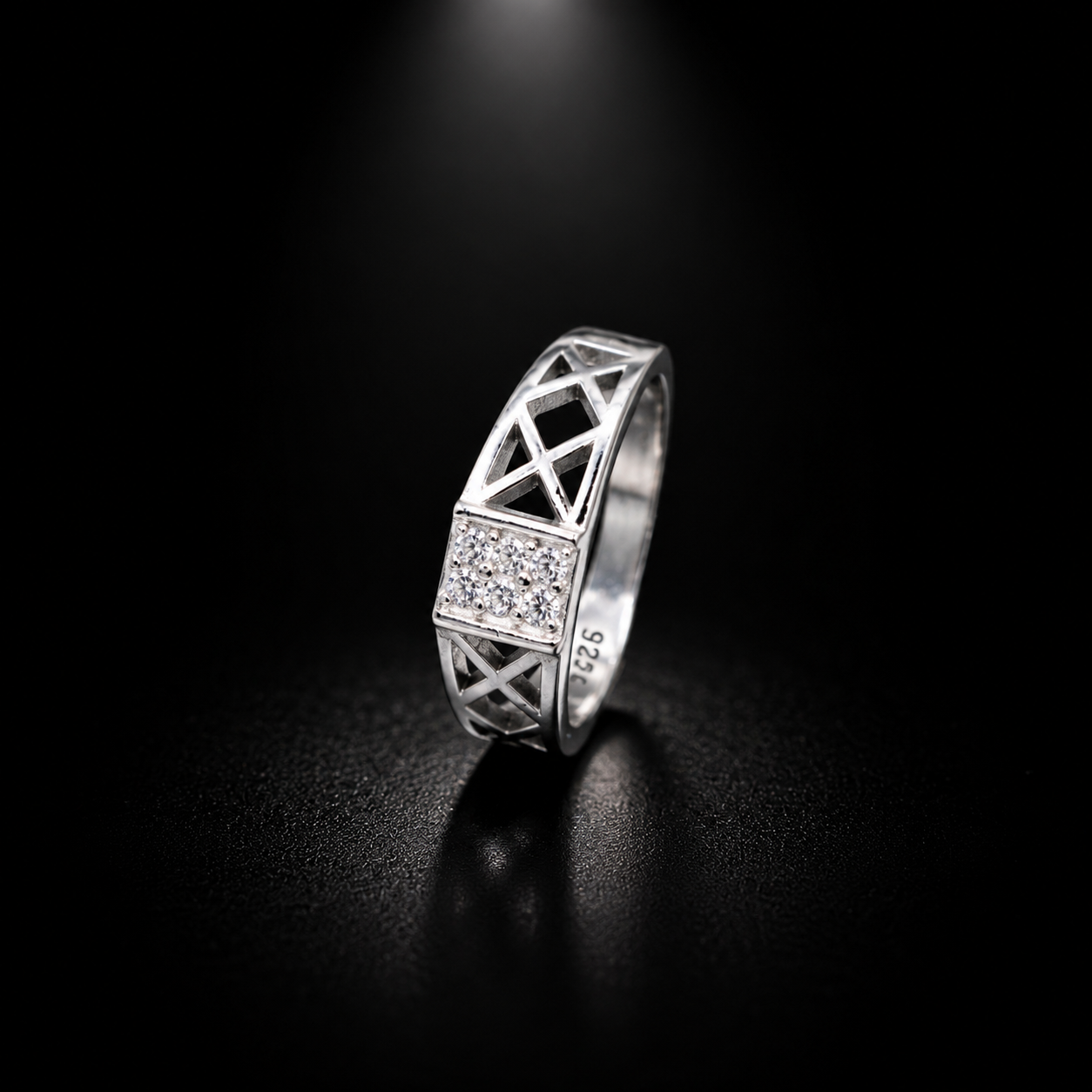 Square Cut CZ Band Ring – 925 Sterling Silver - Image 3