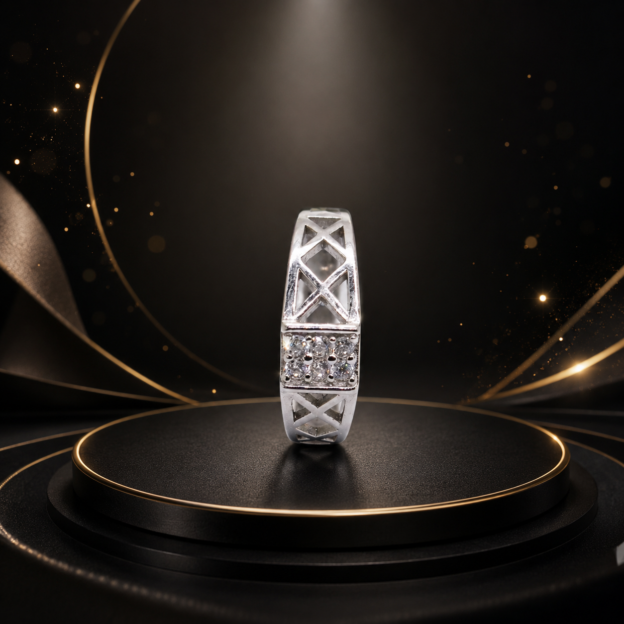 Square Cut CZ Band Ring – 925 Sterling Silver - Image 4