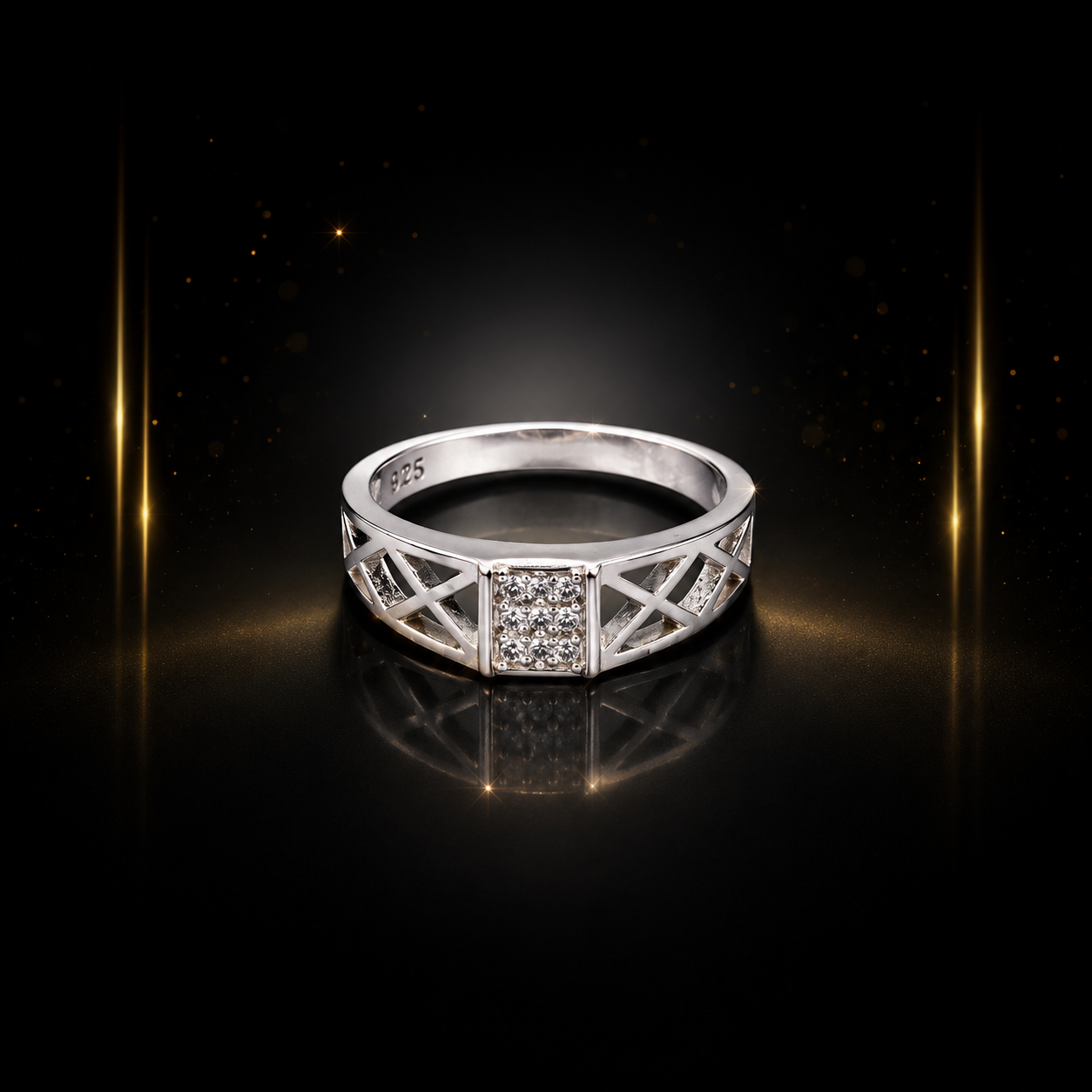 Square Cut CZ Band Ring – 925 Sterling Silver