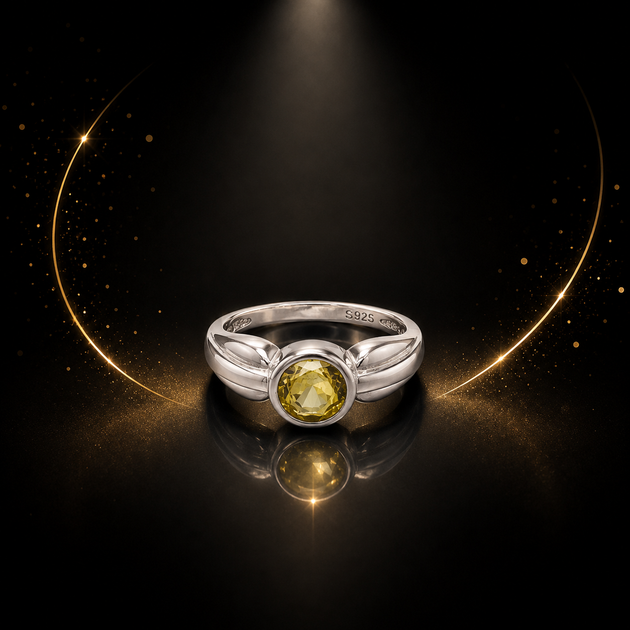 Yellow Stone Signet Ring 925 Sterling Silver - Image 6