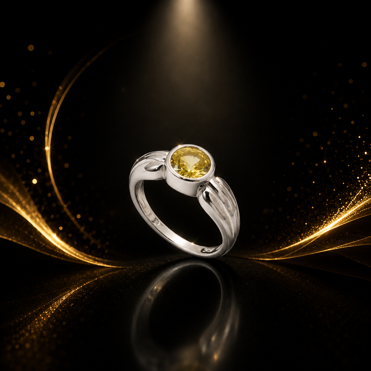 Yellow Stone Signet Ring 925 Sterling Silver - Image 4