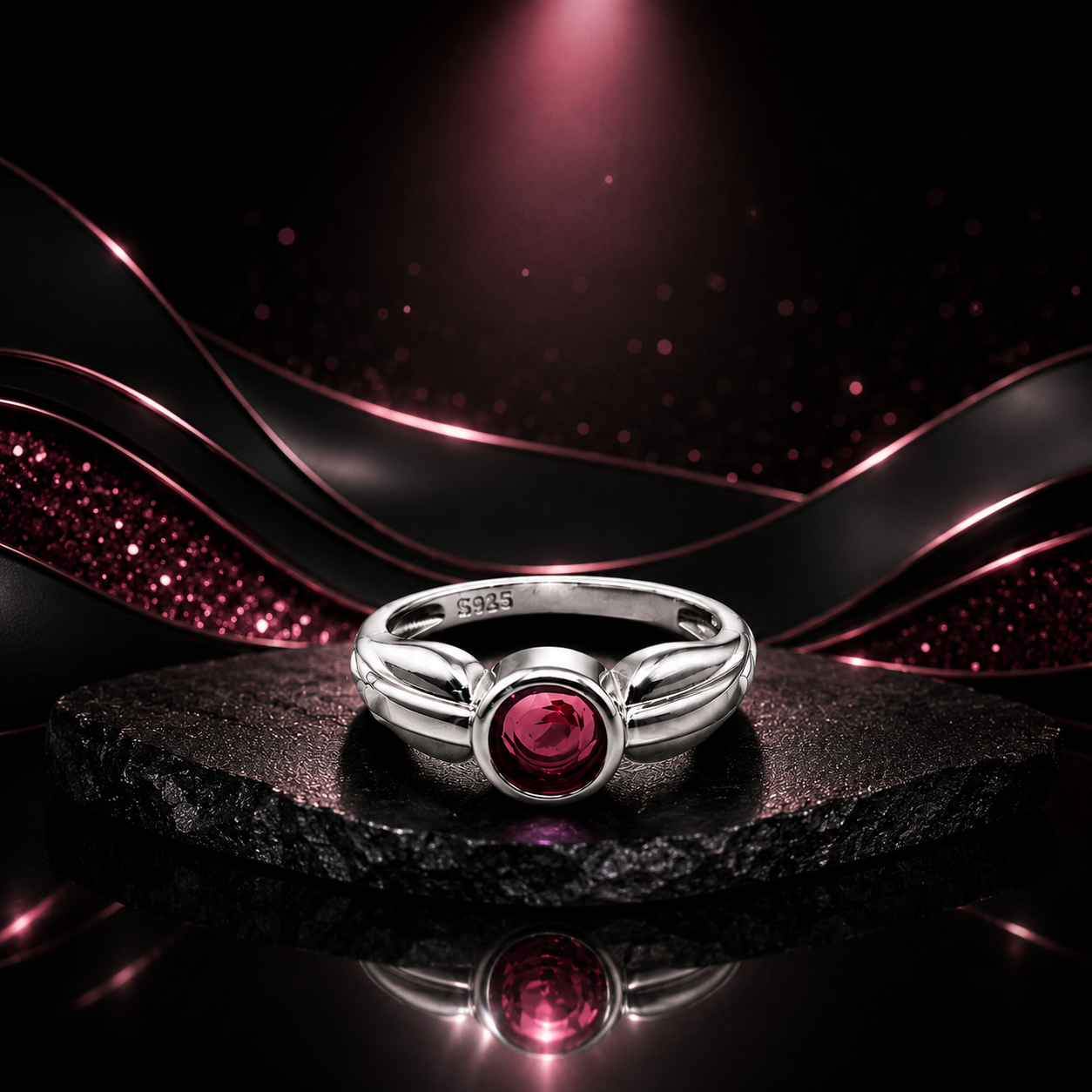 Pink CZ Signet Ring 925 Sterling Silver - Image 4