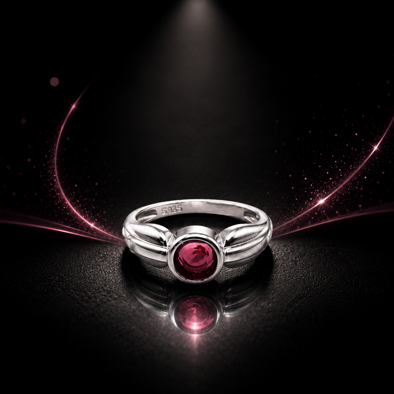 Pink CZ Signet Ring 925 Sterling Silver - Image 3
