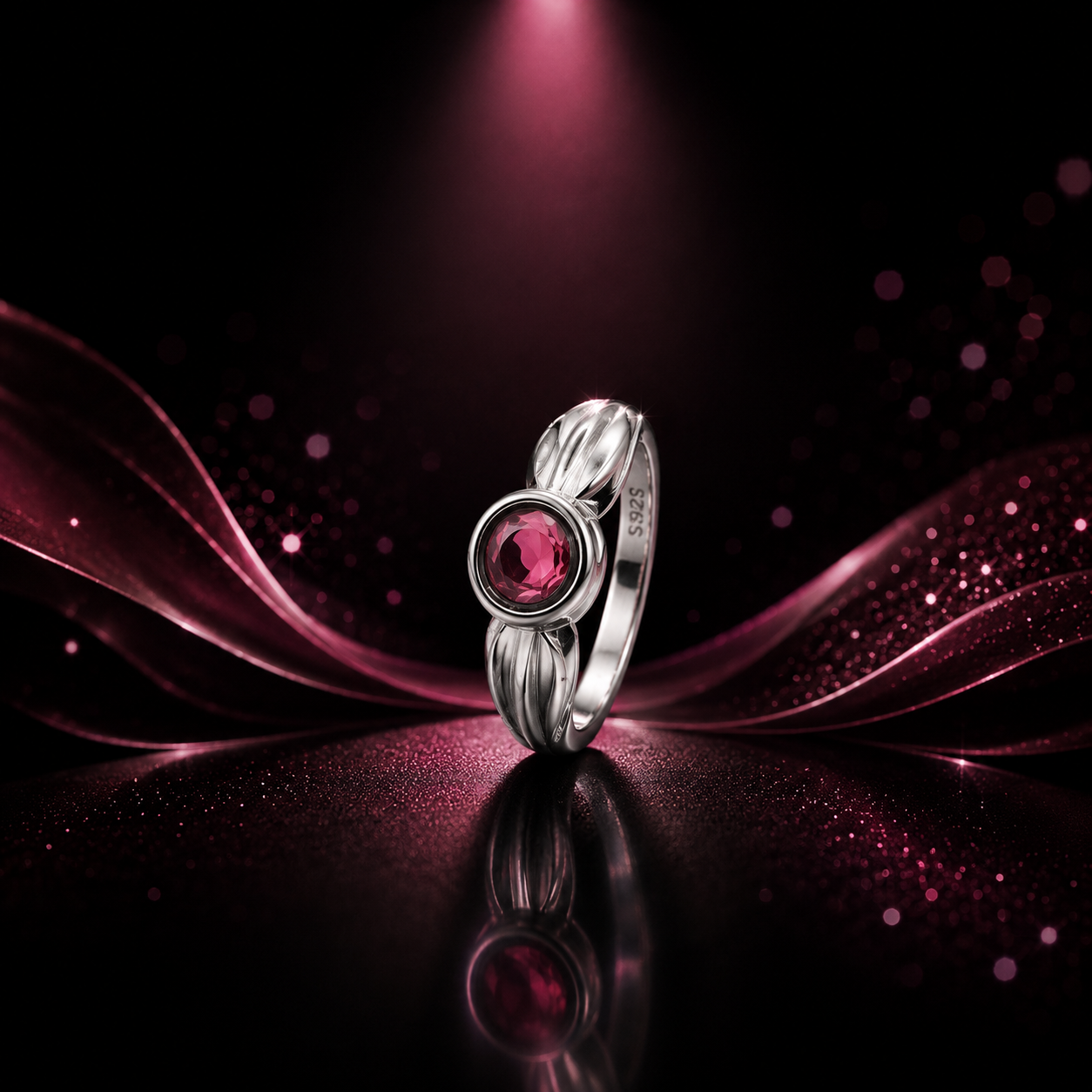 Pink CZ Signet Ring 925 Sterling Silver - Image 5