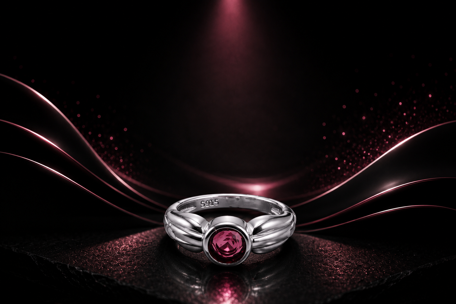 Pink CZ Signet Ring 925 Sterling Silver - Image 6