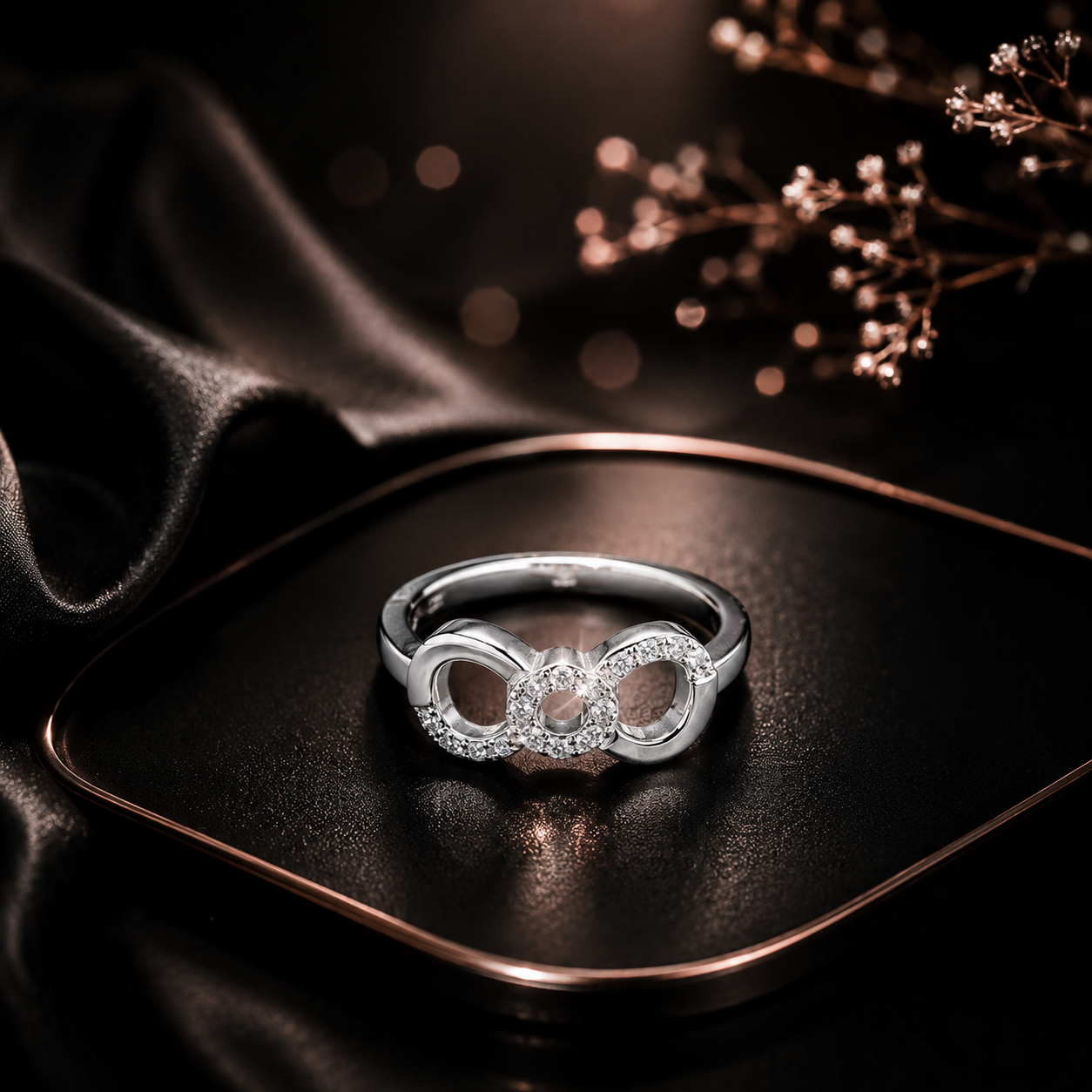 Bow Round CZ Band Ring 925 Sterling Silver - Image 3