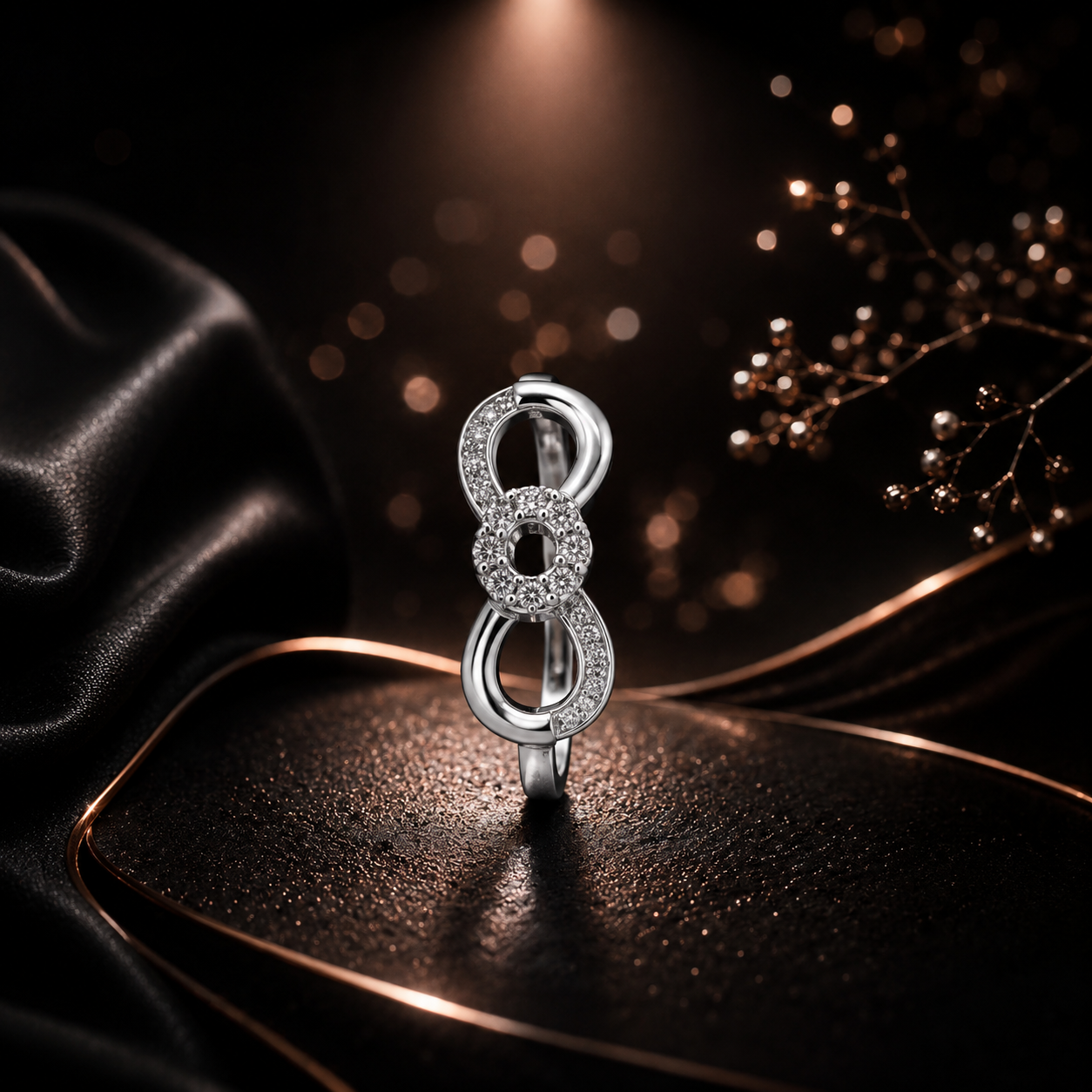Bow Round CZ Band Ring 925 Sterling Silver - Image 4