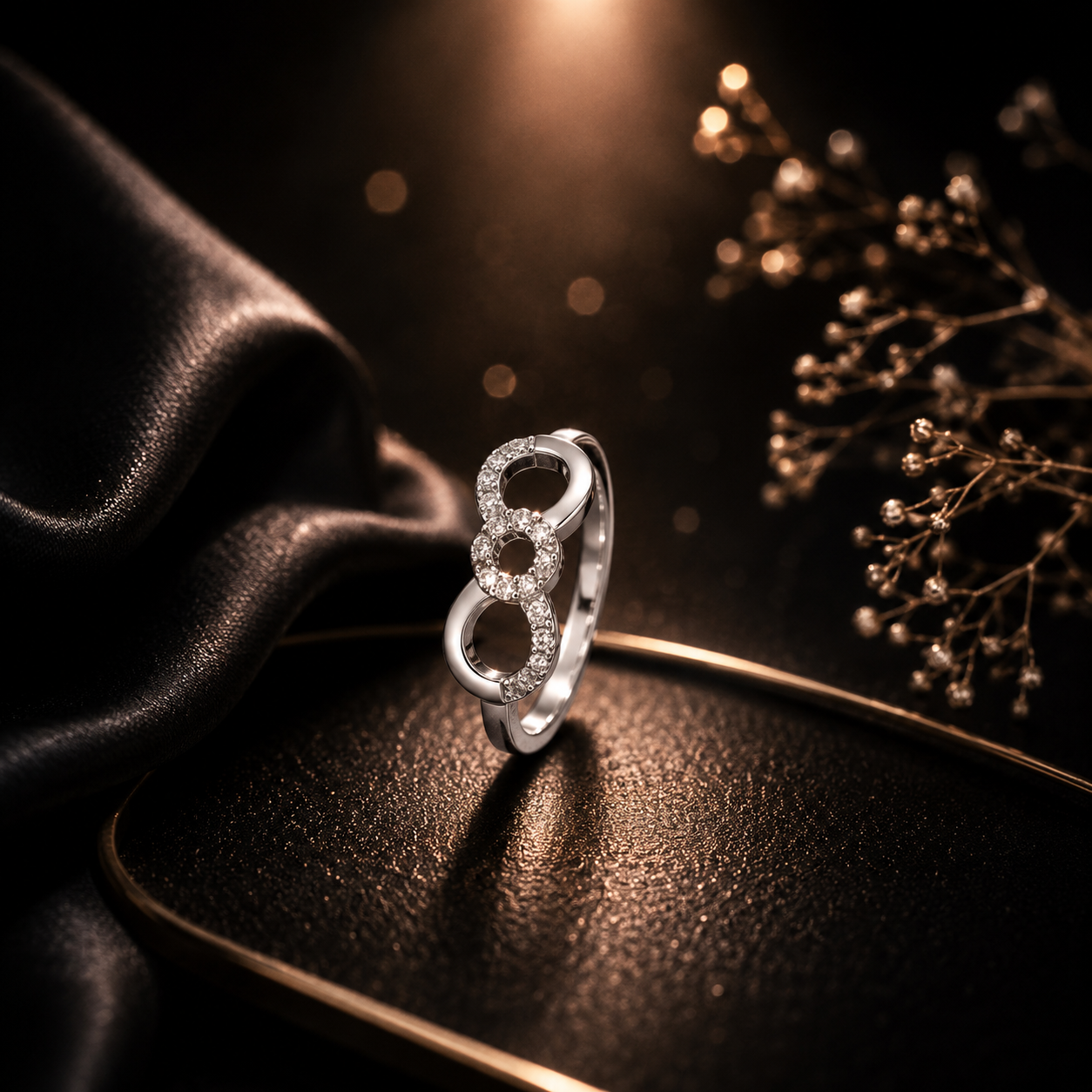 Bow Round CZ Band Ring 925 Sterling Silver - Image 5