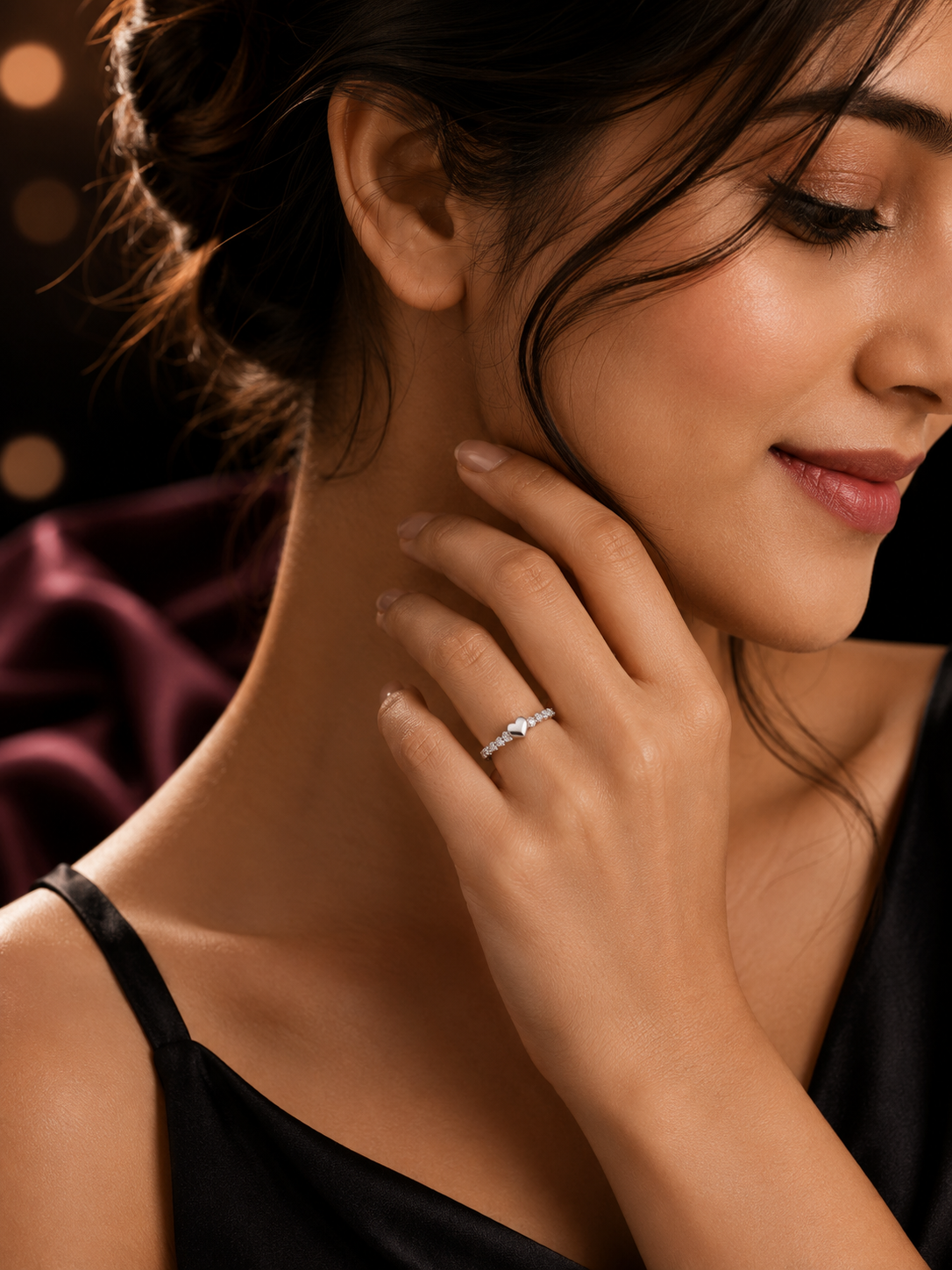 Heart CZ Band Ring 925 Sterling Silver - Image 2