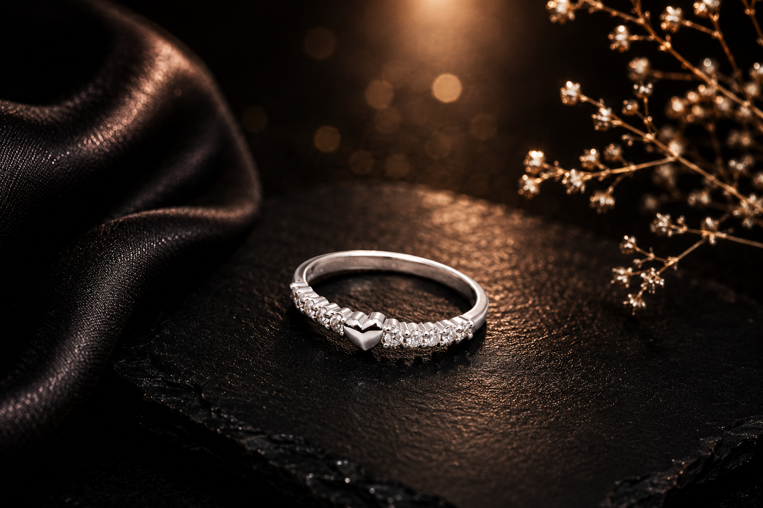 Heart CZ Band Ring 925 Sterling Silver - Image 4