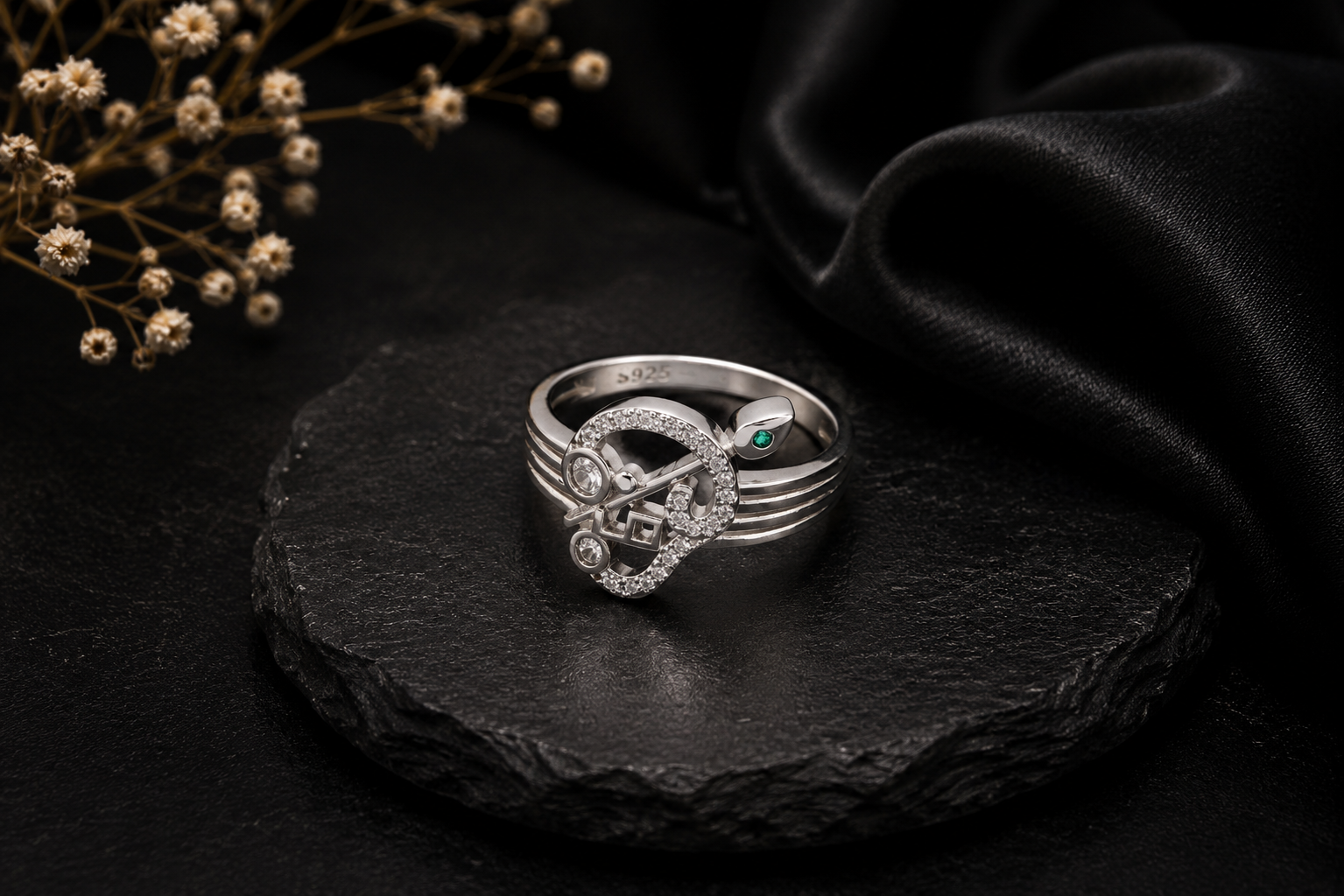 Om Vel CZ Silver Ring 925 Sterling Silver - Image 4