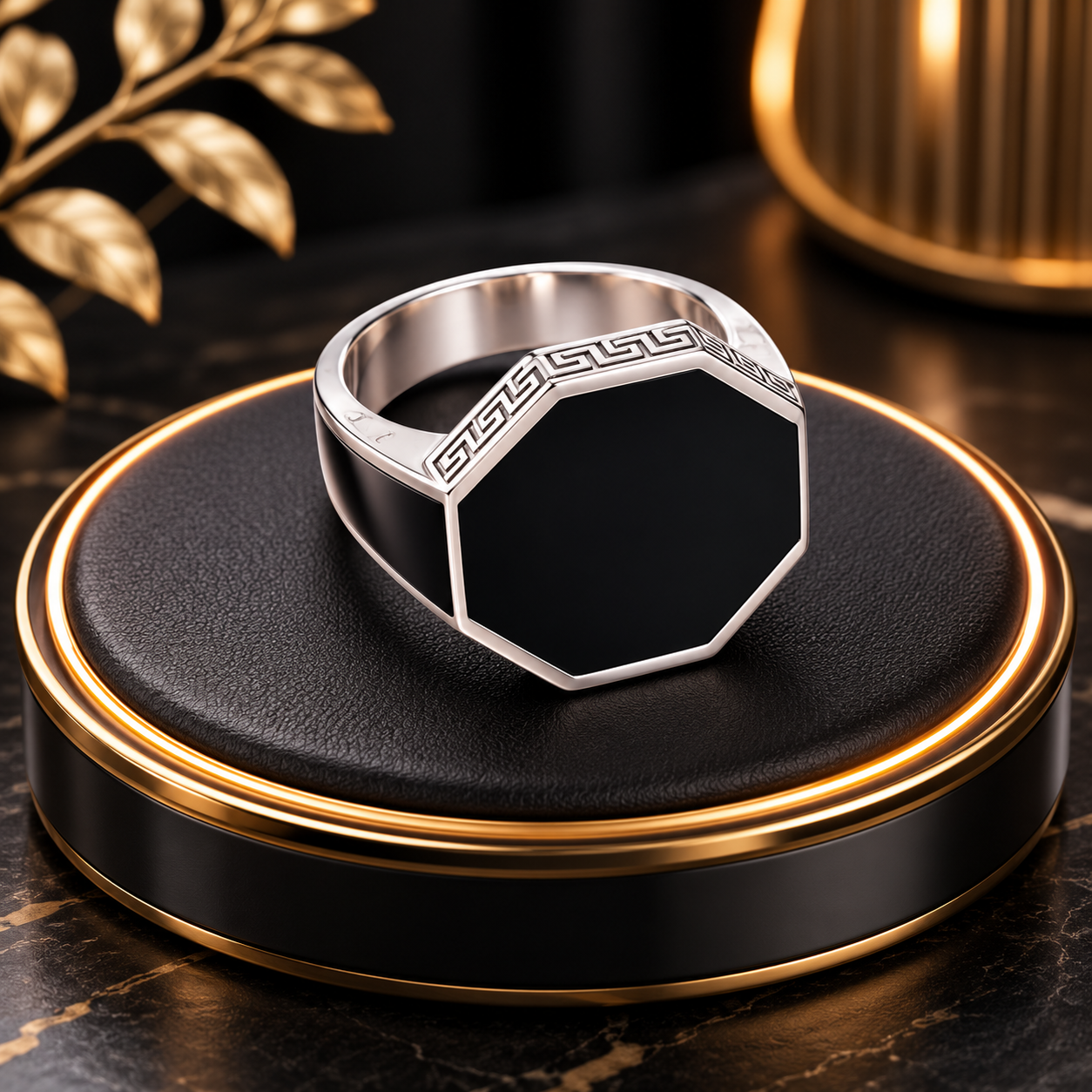 Hexagon Onyx Silver Ring – 925 Sterling Silver - Image 5