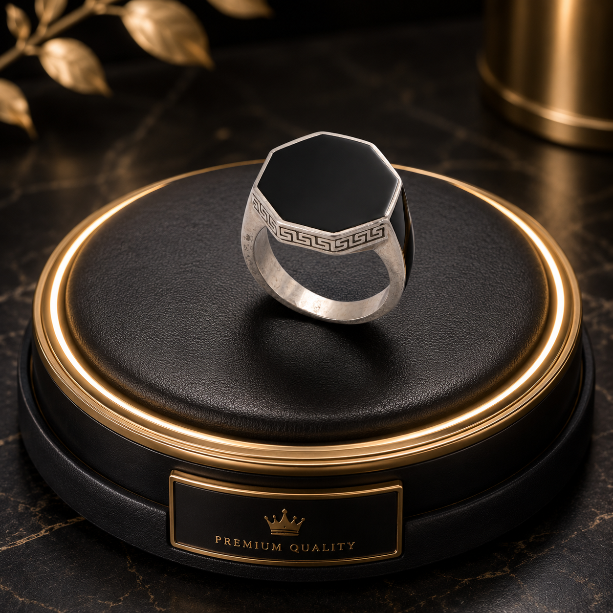 Hexagon Onyx Silver Ring – 925 Sterling Silver - Image 4