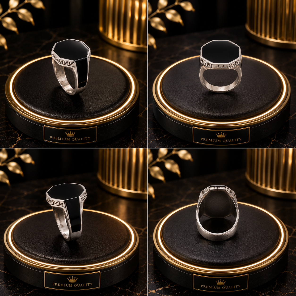 Hexagon Onyx Silver Ring – 925 Sterling Silver - Image 7