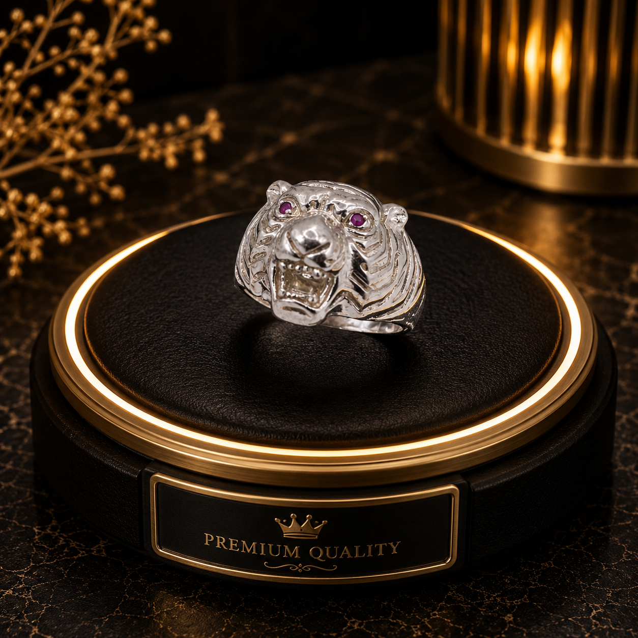 Tiger Red Stone Silver Ring – 925 Sterling Silver - Image 4