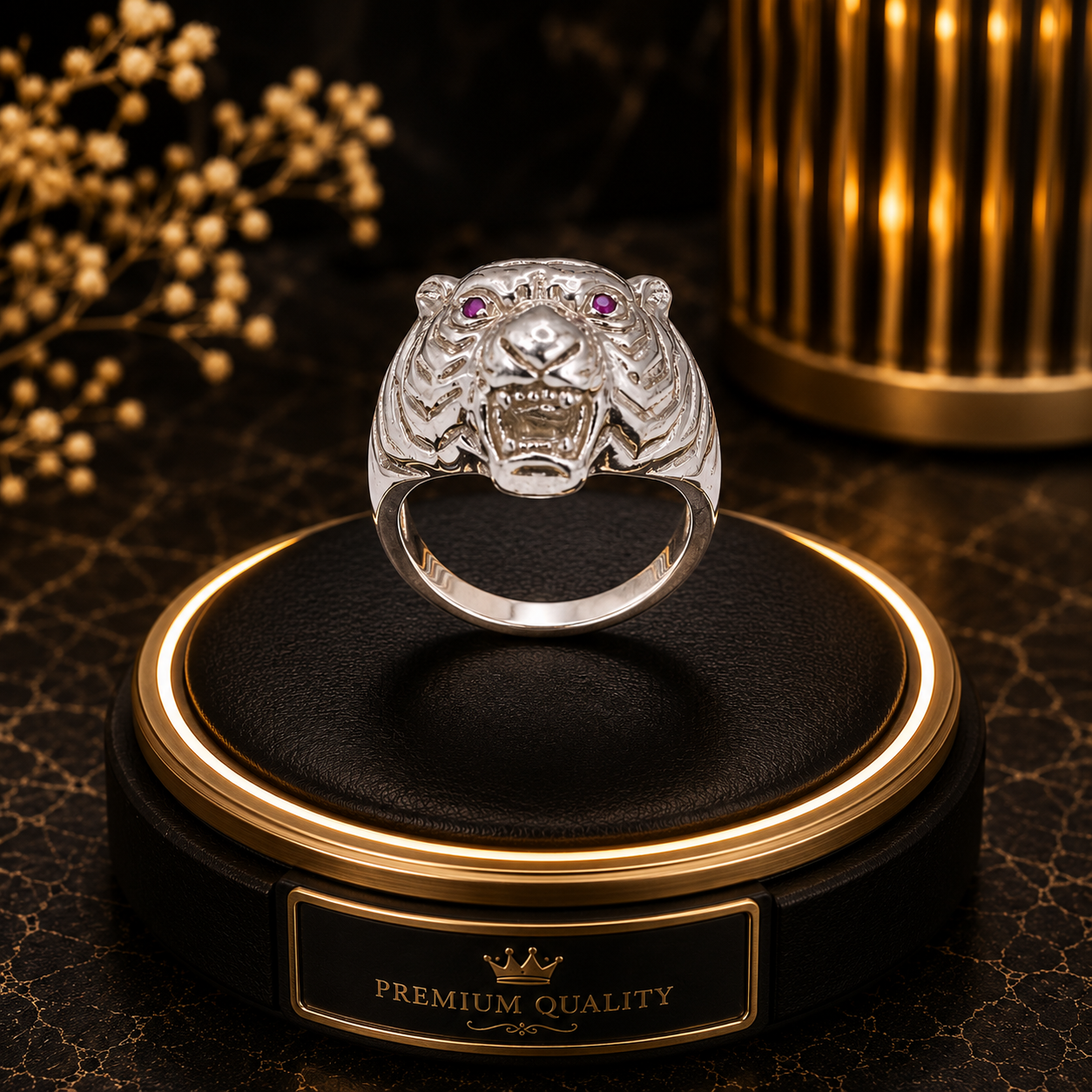 Tiger Red Stone Silver Ring – 925 Sterling Silver