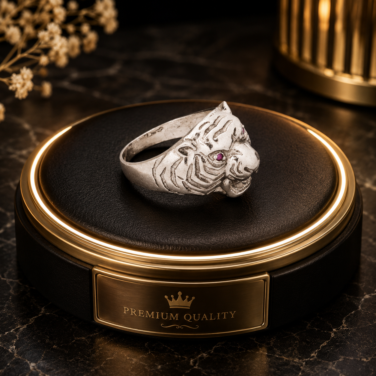 Tiger Red Stone Silver Ring – 925 Sterling Silver - Image 5