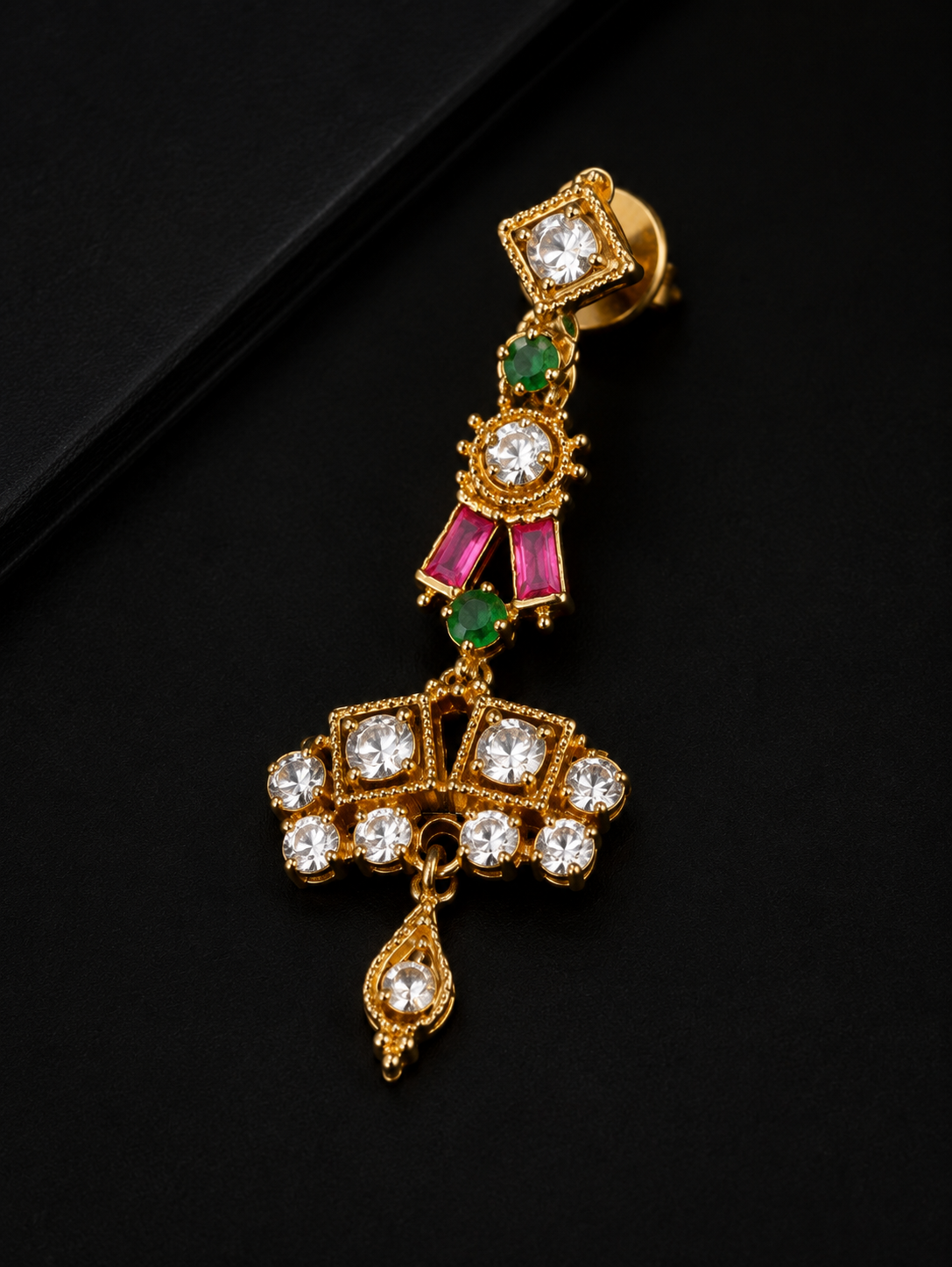 Double Square CZ Silver Ear Hangers - Image 4