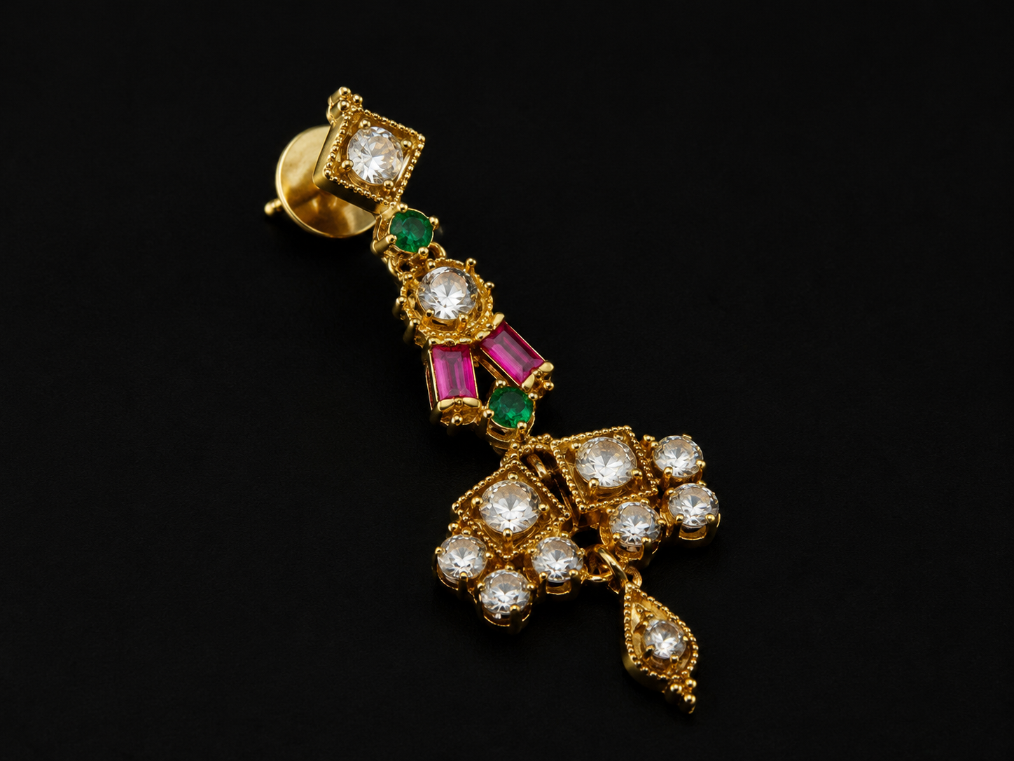 Double Square CZ Silver Ear Hangers - Image 3