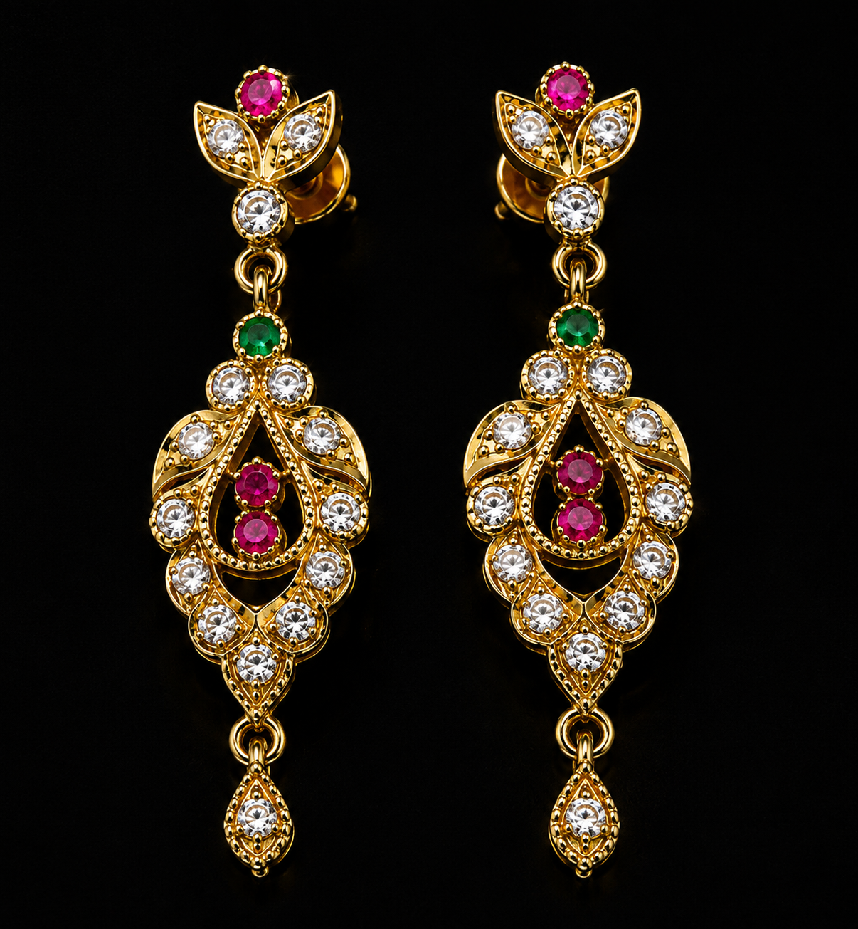 Double Pear Stone Silver Ear Hangers - Image 4