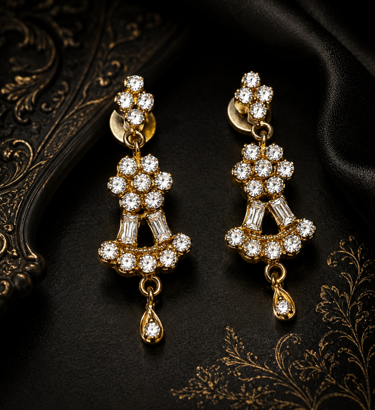 Double Pear CZ Silver Ear Hangers - Image 4
