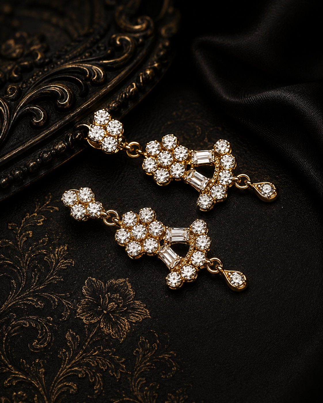 Double Pear CZ Silver Ear Hangers - Image 3
