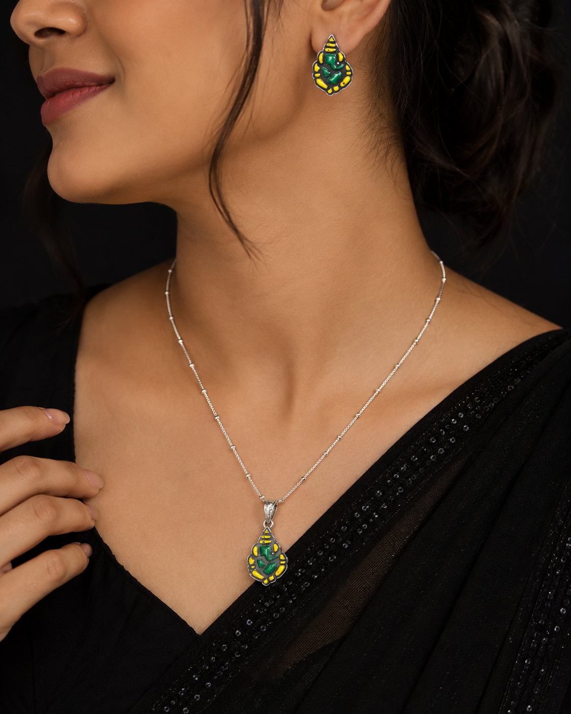 Ganapathy Pendant Set – 925 Sterling Silver - Image 2